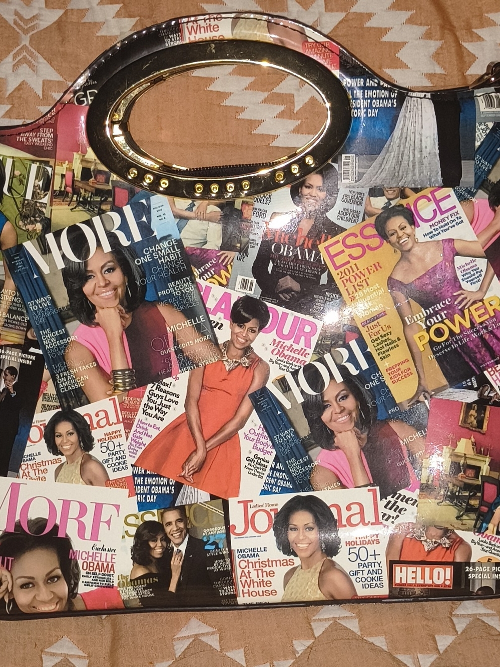 Michelle Obama Magazine Collage Party Tote Bag - Multicolor